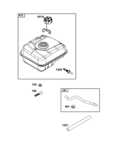 Fuel Supply Group Diagram and Parts List for 10R232-0026-F1 100000 - 19Z999 Briggs and Stratton Engine